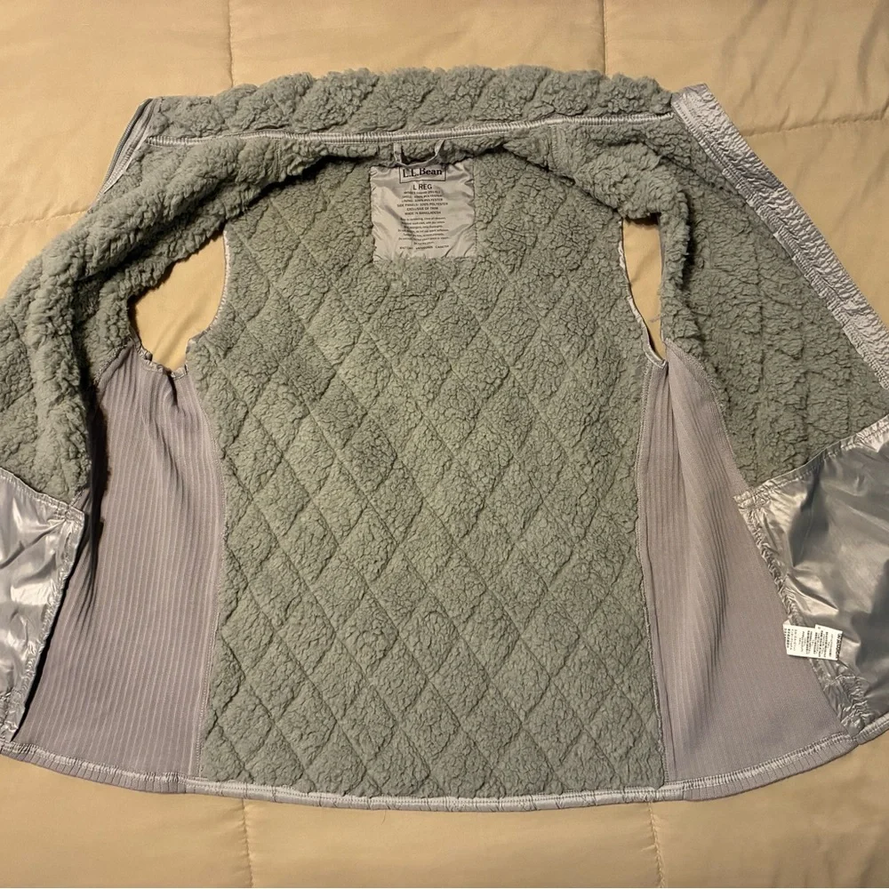 L.L. Bean Women's Quilted Jacket Vest Fleece Lined Full Zip Gray Large - Picture 4 of 10